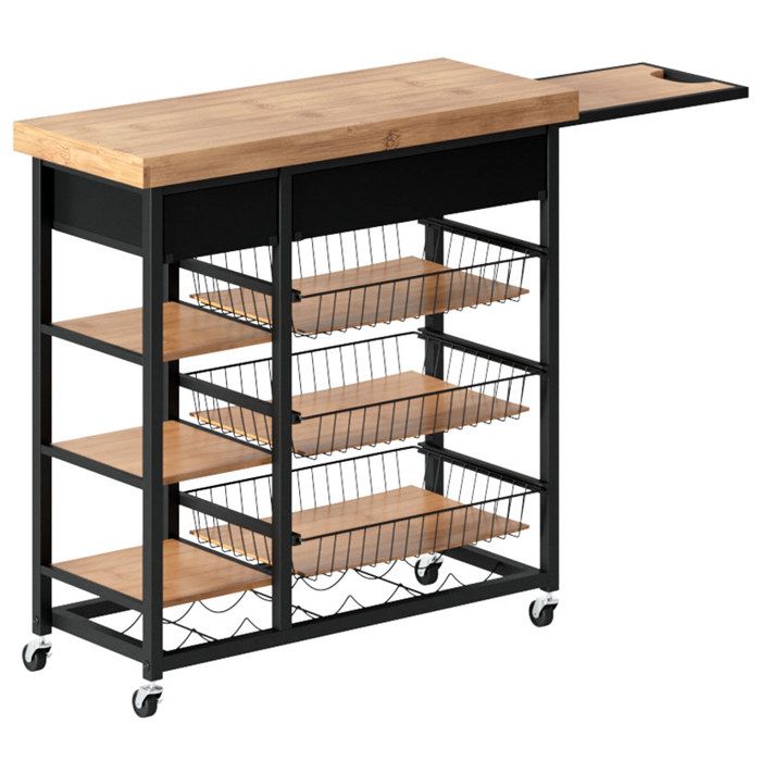 Îlot De Cuisine Mobile HOMCOM Avec Roulettes - Plan De Travail Inox, Tiroir Et Rangement Pratique - Blanc 83,5x45,7x90,5 Cm