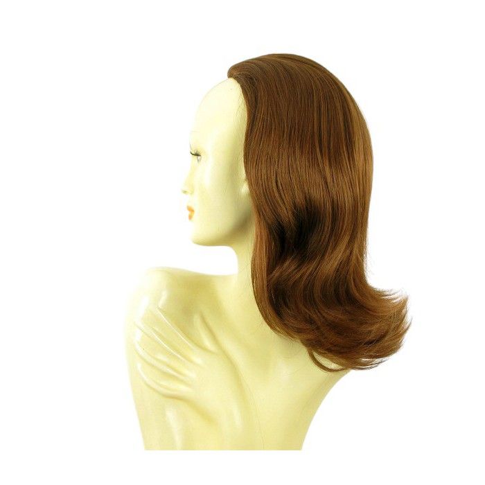 Demi-perruque Synthétique Lisse 40cm - Châtain Doré Cuivré Réf. 018 - Taille 30, Neuf Avec étiquettes