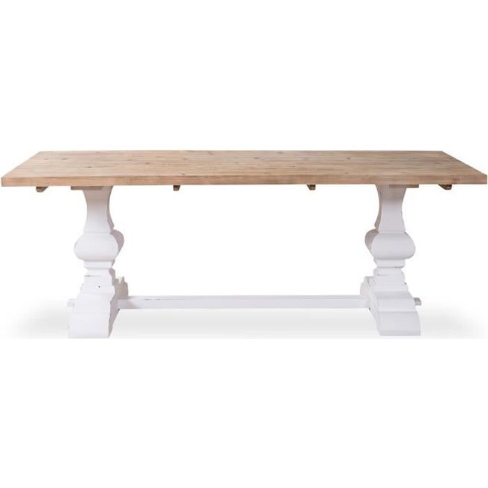 ASIA - Console Sculptée En Bois Et Couleur Blanc Vieilli L180