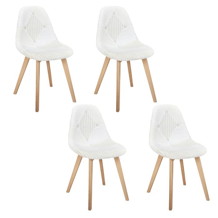 Lot de 4 Chaises - HOME DECO FACTORY - Patchwork - Scandinave - Beige et Marron