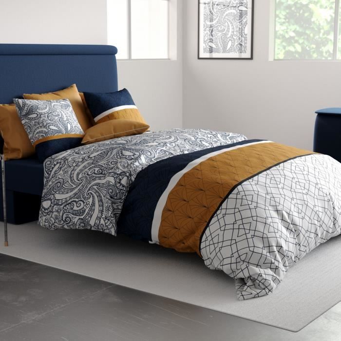 Parure de lit housse de couette avec taie d'oreiller 100% Coton 57 fils Dakota 220x240 cm