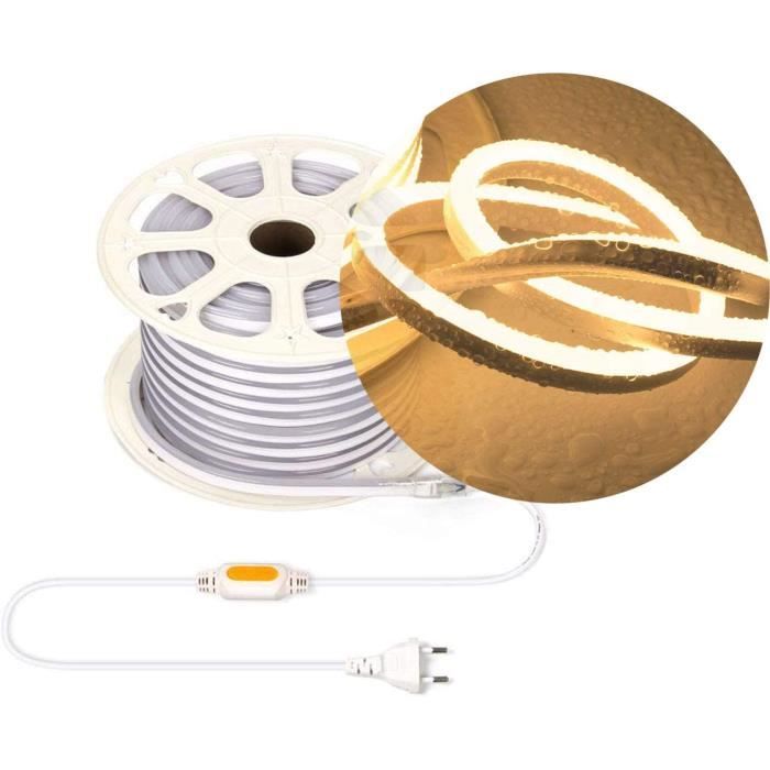 Gliztech Ruban LED Blanc Chaud COB 9m - Intensité Variable 2700K IRC90+ Avec Appli Et Télécommande