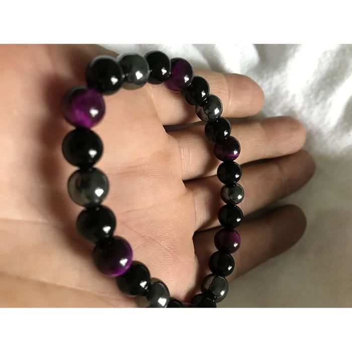 FG Jewels Bracelet Triple Protection pour Homme et Femme en Oeil de Tigre H/ématite et Obsidienne Noire