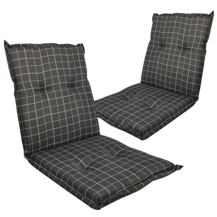2x Coussins A Dossier Bas Pour Chaises De Jardin Naxos 98x49x6