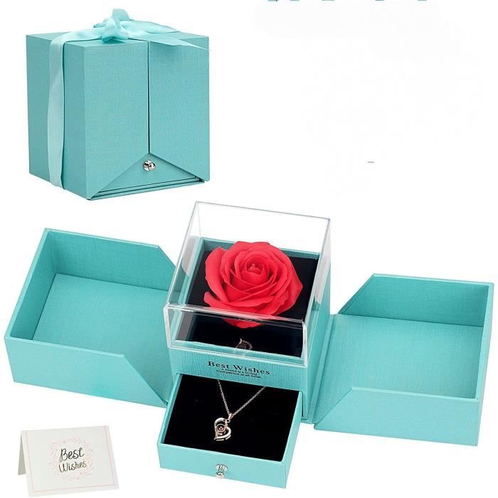Coffret Rose Bleue Éternelle - Boîte à Cadeaux Acrylique - Saint Valentin, Mariage