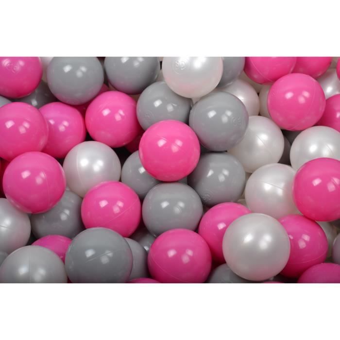 MEOWBABY 50 ∅ 7Cm Balles pour Piscine a Balles Bébé Adapté aux Enfants Fabriqué en UE Argent/Transparent/Perle Blanche
