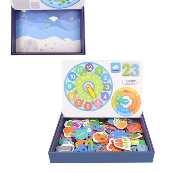 Boîte De Puzzle Magnétique – 18 Motifs Chiffres, Lettres Et Animaux – Avec étui Et Feutre – Voyage – Dès 3 Ans