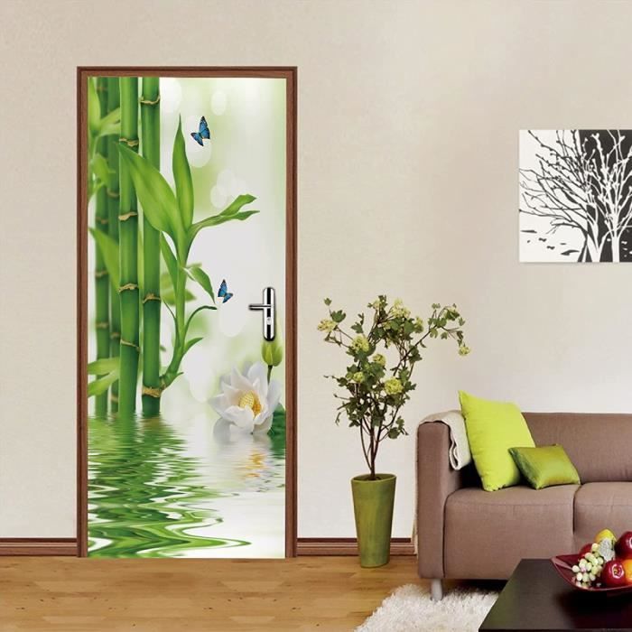 Stickers Porte 3D Allée De Fleurs Roses - 95 X 210 Cm, Vinyle Imperméable, Amovible - Décoration Murale - 6