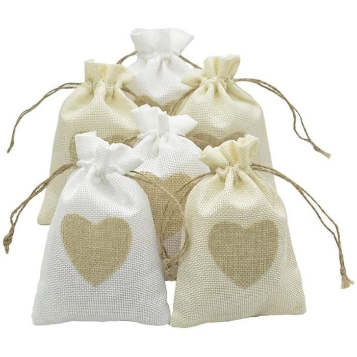 20 pièces sachet toile de jute sac à cordon pochette avec cordon sac de