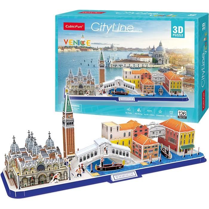 Puzzle 3D Venise - WORLDBRANDS - Modèle à Assembler pour Adultes et Enfants - 126 Pièces - Lumières LED