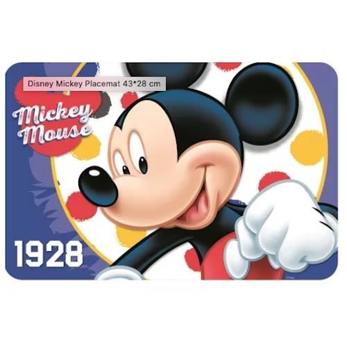 Disney Mickey Mouse Set de Table Américain Unique sous Assiette Plastifiée pour Enfants 43x28cm 