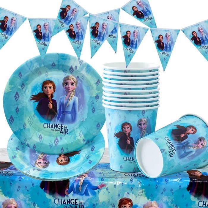Anna Et Elsa Anniversaire Vaisselle Kit Reine Des Neiges Party Decorations Fournitures 12 Assiettes 12 Tasses Drapeau Triangul 227 Cdiscount Maison