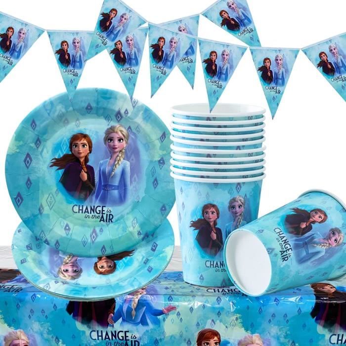 Vaisselle D anniversaire Enfants58pcs Frozen Anniversaire Reine Neiges-  Plate Serviette Papier Tasse Nappe - Cdiscount Maison