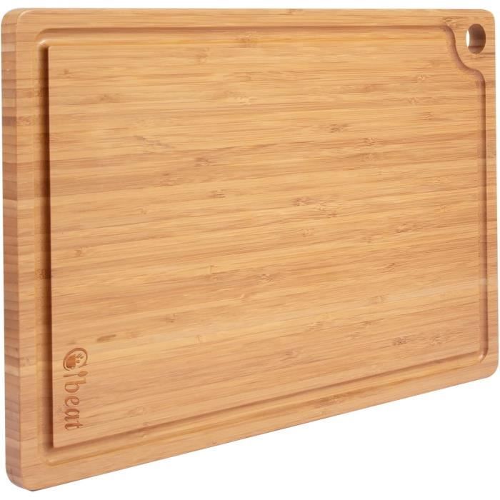 Planche à Découper en Bois de Bambou avec Rigole (Grande Planche à Découper en Bois de Bambou avec Rigole (Grande