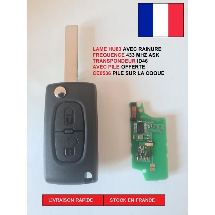 clé télécommande vierge 2 boutons pour Peugeot 207 307 308 Partner C4 picasso