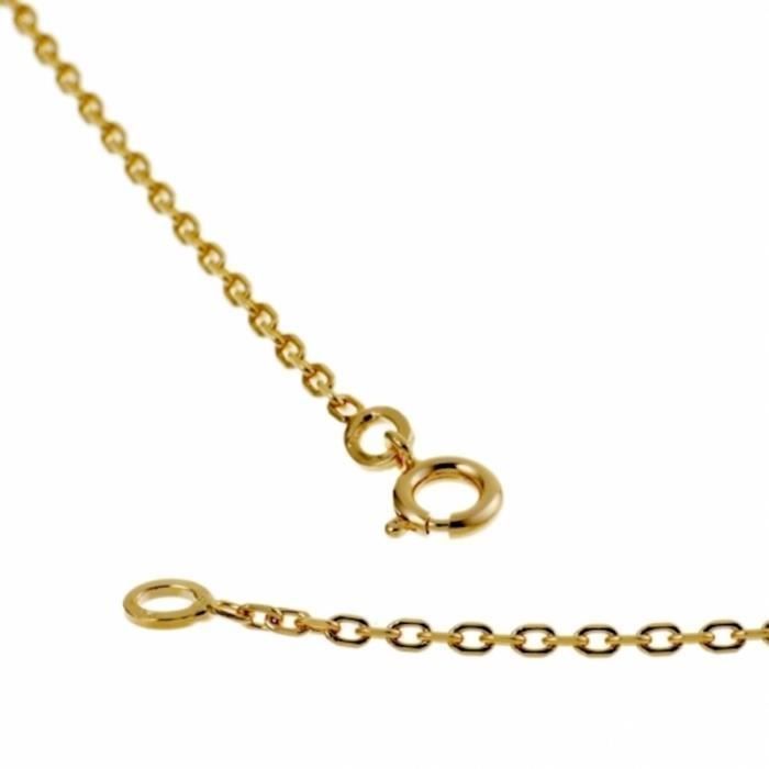 Chaîne de Cou - Femme - Maille Forçat - 45 cm - 15 mm - Plaqué Or Jaune 750/1000 - 3 Microns