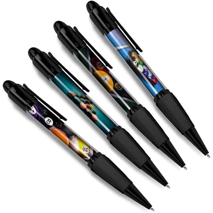 Lot De 4 Stylos à Bille Noirs à Motif De Feuilles Tropicales Et De