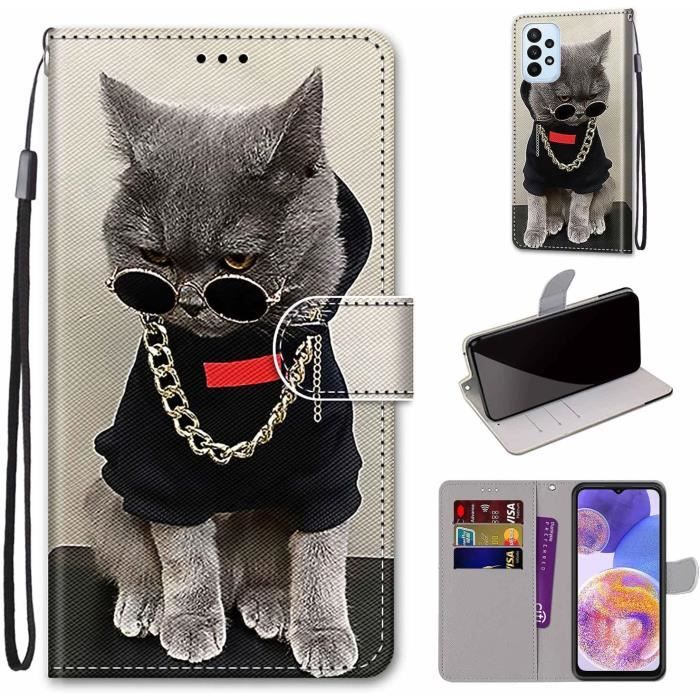 Funda Cartera FOXDOCK Para Samsung Galaxy A23 , Flip PU Con Relieve De Gatos Y Perros, Tarjetero Y Soporte | En Línea
