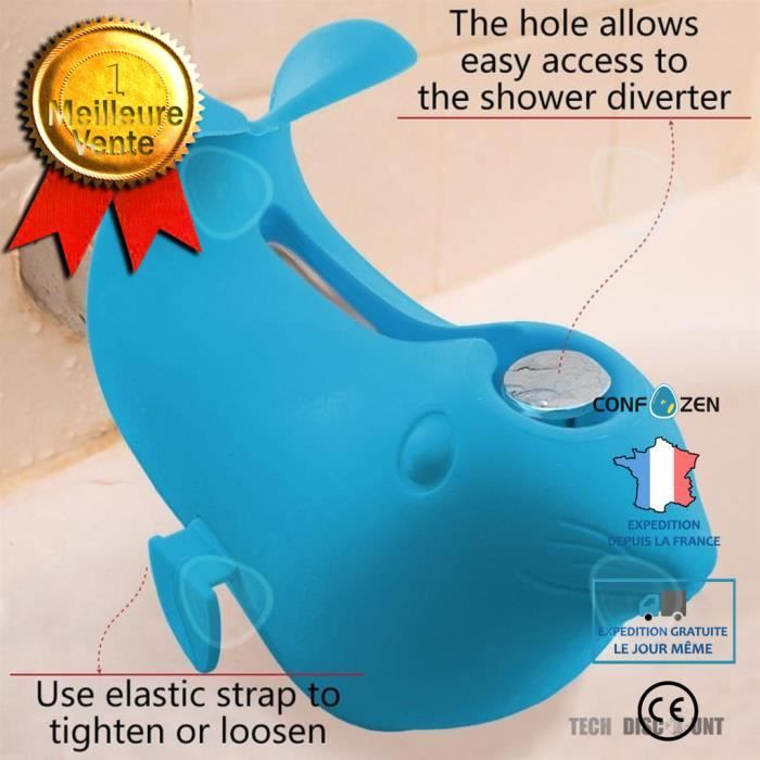 Couvercle Robinet Bain Bébé En Silicone - Forme Baleine Bleue, Protection Sécurité - Amusant Pour Bain