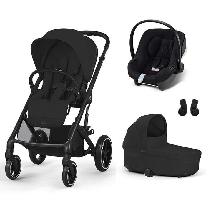 CYBEX - Poussette Trio Balios S Lux + Siège auto Aton B2 + Nacelle Cot S Lux Moon Black