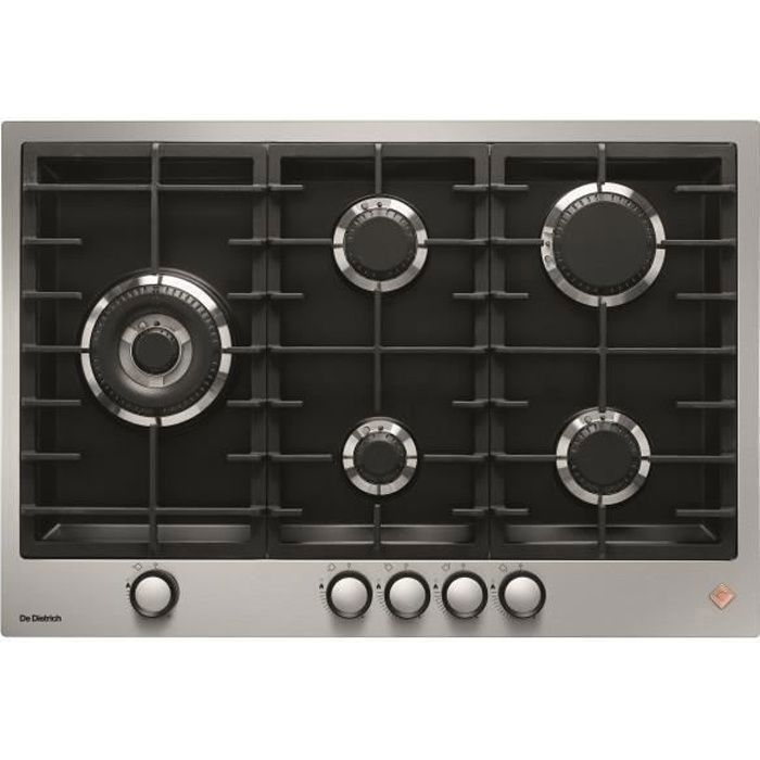 Plaque de cuisson - DE DIETRICH DPE7729XF - Gaz - 5 éléments - Noir/inox