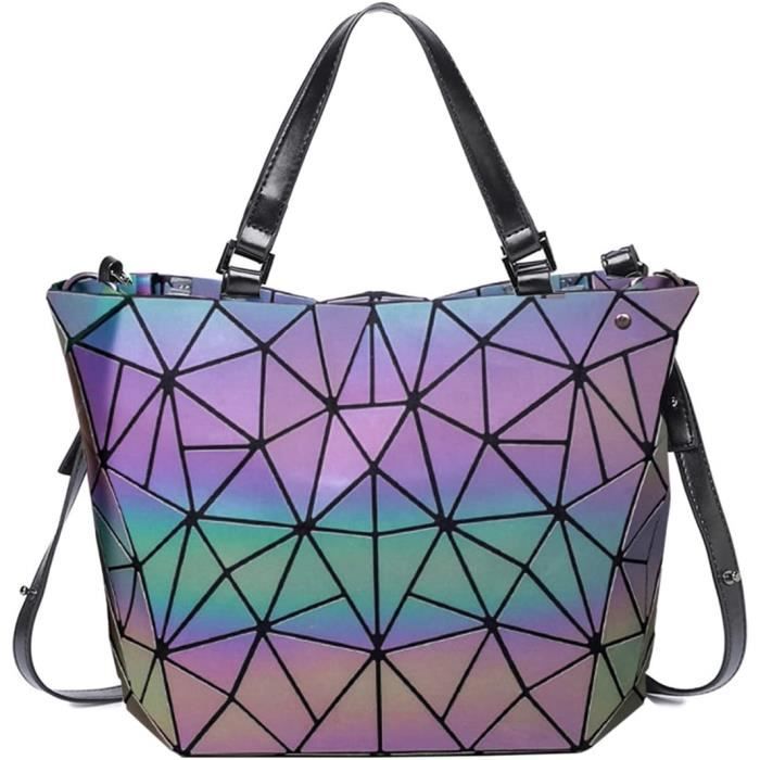 Sac Bandoulière Style Coréen Avec Motif Géométrique Marron - PU, Taille Medium, Neuf Sans étiquette