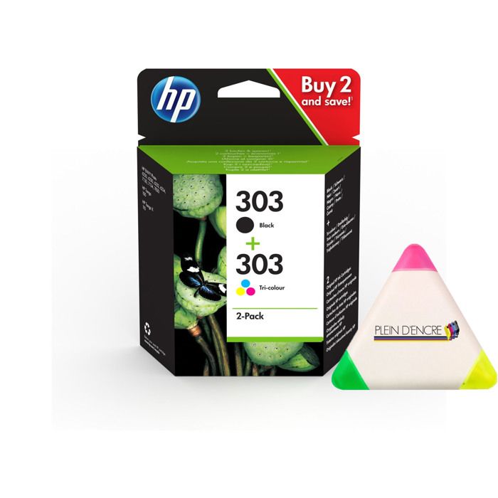 Multipack d’origine HP 303 HP303 pour HP Envy Photo 6230 + un surligneur PLEIN D'ENCRE offert