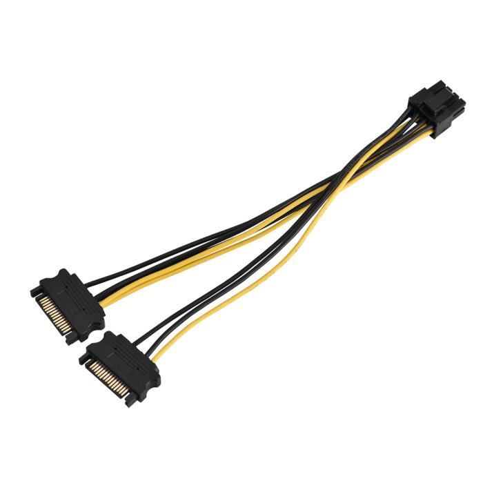 Câble D'alimentation SATA 6 Broches Vers 3x15 Broches - Pour Alimentations Seasonic/Antec - Longueur 47,6 Cm - Pour Mining, Disques Durs