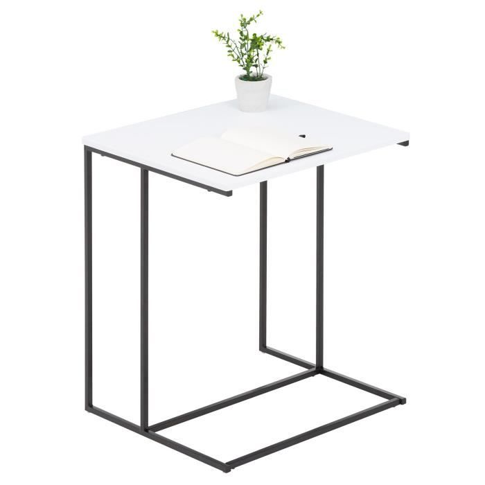 table d'appoint - idimex - vitorio - blanc et noir - style moderne industriel