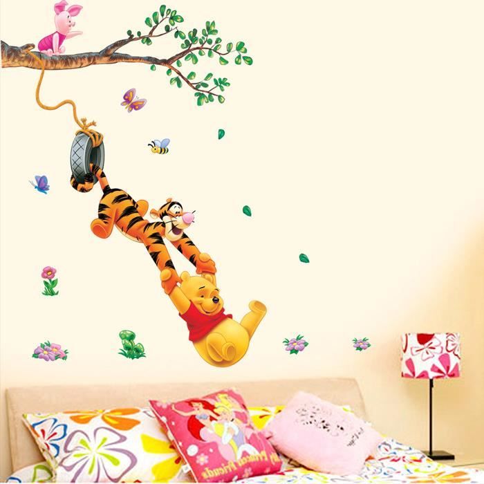 Winnie L Ourson Tigrou Sticker Mural Bande Dessinee Autocollant Bebe Enfants Affiche De Salle De Home Decor Cdiscount Maison