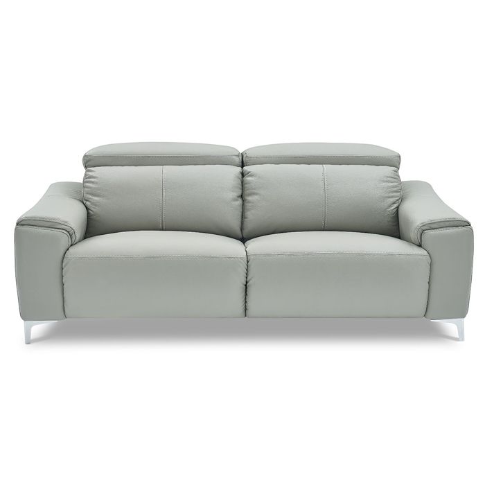 Canapé relaxation électrique 3 places en cuir BIANCA - Gris clair - Angle Droit Canapé relaxation électrique 3 places en cuir BIANCA - Gris clair - Angle Droit