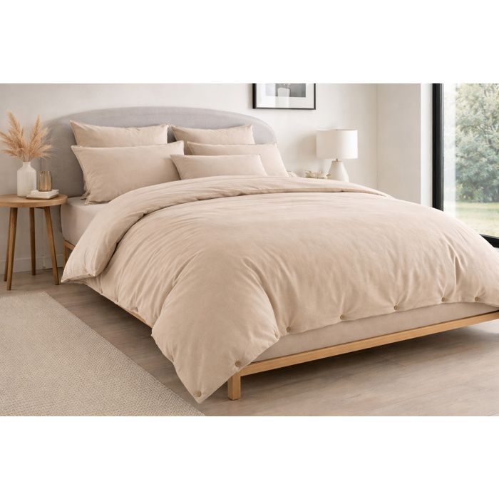 Pack Housse de Couette 260 x 240 cm + Drap Housse 160x200 cm – Flanelle CANDICE Sable