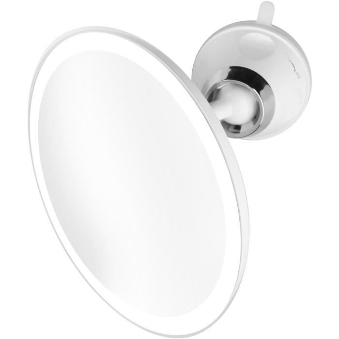 Miroir cosmétique LED MEDISANA CM 850 - Blanc - Grossissement x5 - Fixation télescopique - Amovible et pivotant