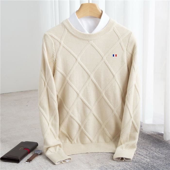 Pull chaud pour hiver Beige homme