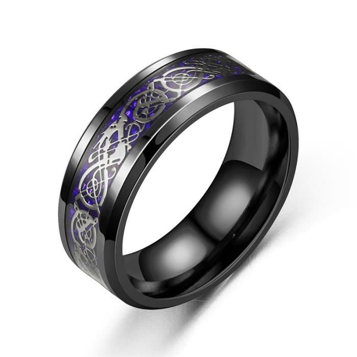 YAHOYA Bague Titane Noir 6mm - Anneau Acier Inoxydable Homme Femme Hautement Poli