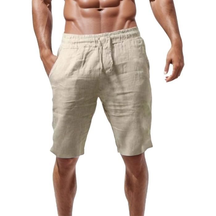 Pantalon Lin Homme Ete Casual Baggy Kaki Sport Yoga Plage Taille elastique Poches Kaki Cdiscount Pret a Porter