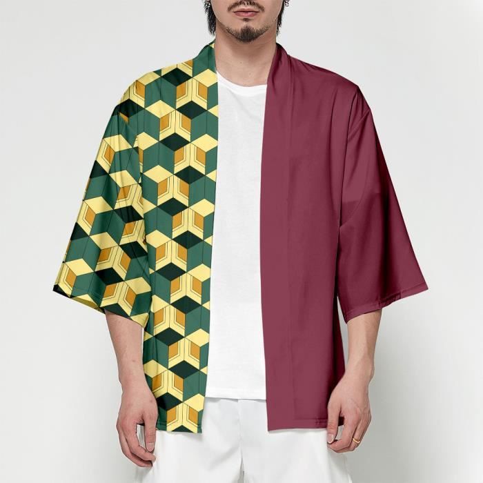 Kimono,Homme Rétro Impression Manches Longues Japonais Robe Veste