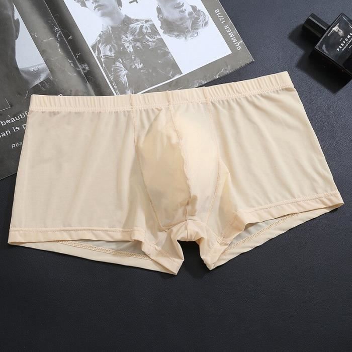 Boxer Homme En Soie Glacée - Tissu Satiné Lisse Et Respirant - Coupe Confortable Pour Tous Les Jours - Blanc, Or, Marron, Gris