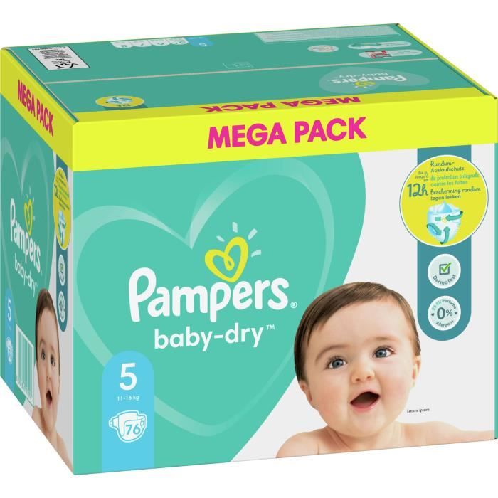 Couches Pampers Baby-Dry - Taille 3 - 102 couches - Cdiscount