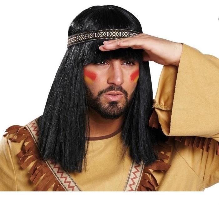 Rubie's perruque indienne hommes noirs mi-longs - Cdiscount Au quotidien