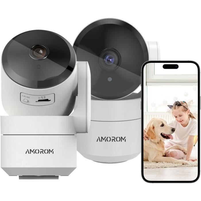 Caméra Surveillance WiFi Intérieure 1080P – Vision Nocturne, Rotation 360°, Détection AI, IP66
