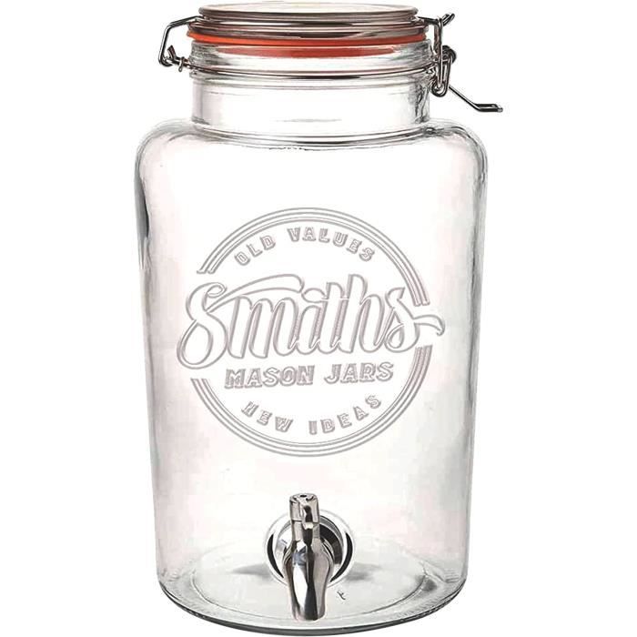 Smiths Mason Jars 2-Pack Fermenting 1L helderglazen potten met deksels - Ideaal voor nachtelijke havermout, kimchi-opslag, augurken en snacks