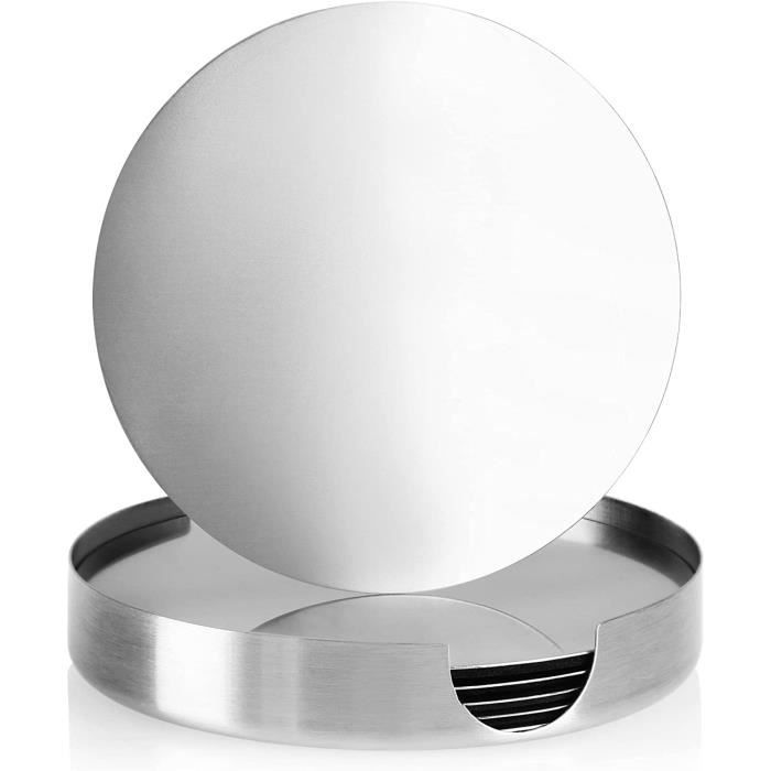 14 Sous-Verres Acier Inoxydable COM-FOUR Avec Support - Protection Meubles, Design Moderne