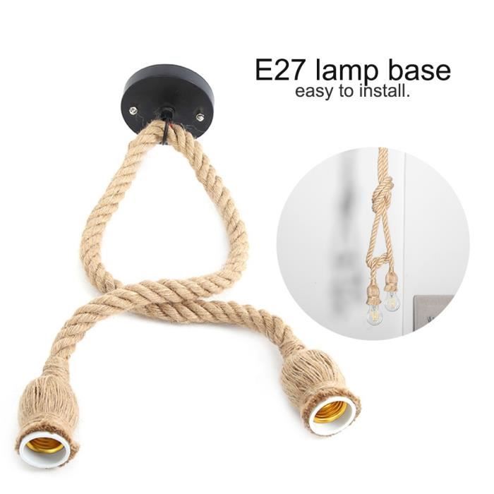 Lustre en Corde de Chanvre 5.1M, Suspension Luminaire en Laiton Lustre en Corde de Chanvre 5.1M, Suspension Luminaire en Laiton