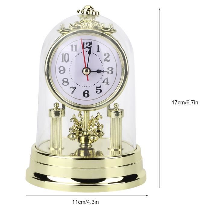 Horloge De Table Vintage Silencieuse - Décoration Bureau Salon Chambre - Bois Et Fer - Dimensions 30x12x6 Cm
