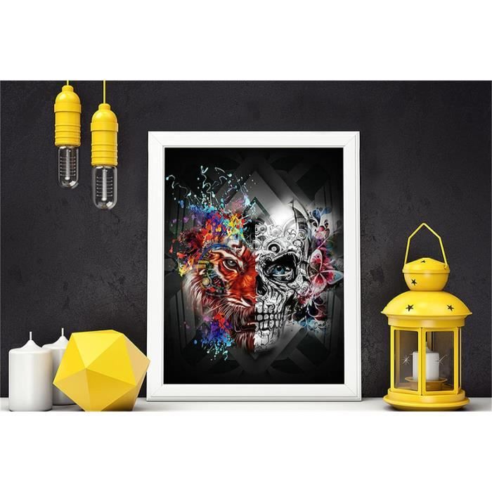 Kit Peinture Diamant 5D Crâne Halloween 30x40cm - Broderie Strass Déco Murale Adulte