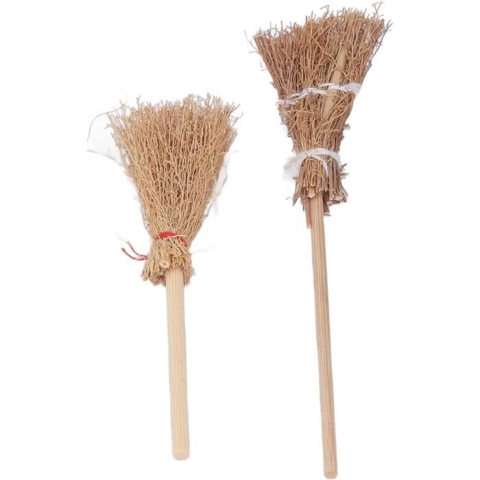 Kit De 2 Balais De Sorcière Halloween - 90 Cm Avec Rubans - Accessoire Cosplay Déguisement Fête