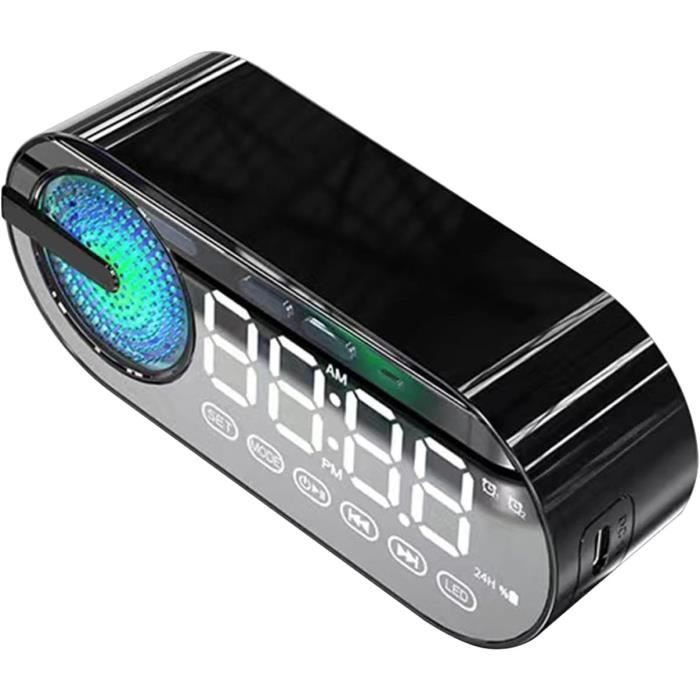 Radio Numérique Avec Réduction Bruit Annadue Réveil Avec Haut-parleur Bluetooth, Haut-parleur Portable Sans Fil, Radio Numérique Avec écran Miroir LED, Lecteur De Musique Hi-Fi Radio Réveil Design Or Rose