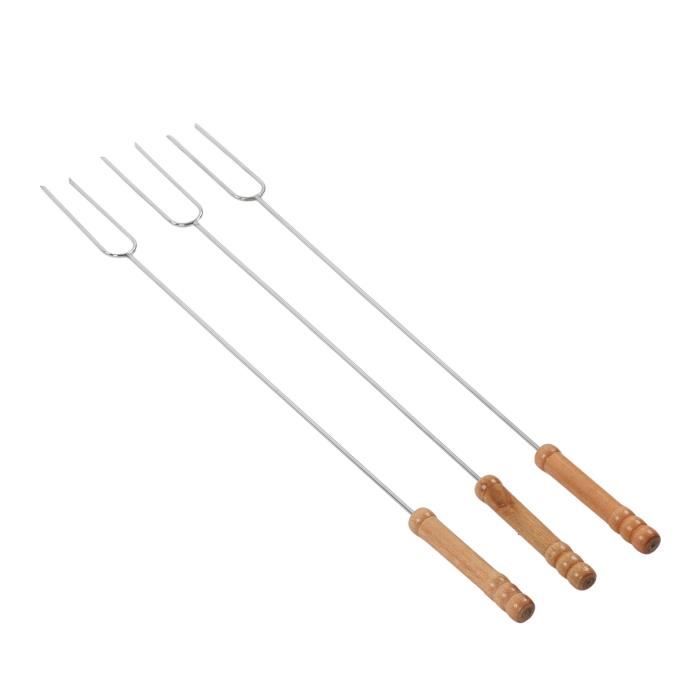 fourchettes à barbecue - vgeby - bâtons à rôtir manche en bois - léger et portable