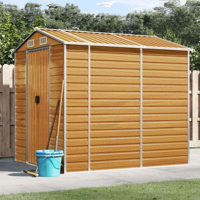 vidaXL Abri de jardin marron clair 191x215x198 cm acier galvanisé rangement de jardin abri à outils de jardin 3188276